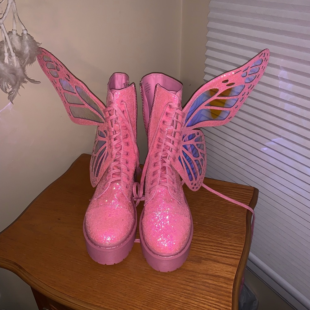 SOLD - Dolls Kill Club Exx Butterfly Boots - Picture 4 of 8